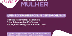 Programa de Saúde da Mulher começa segunda-feira com agenda de exames de Papanicolau e mamografia