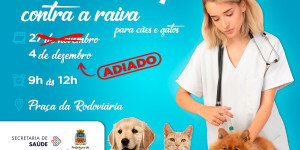 Vacinação contra raiva em cães e gatos é transferida para o dia 4 devido à previsão do tempo