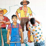 Desenho de Jean Gabriel Villin em azulejos do Paço Municipal passa por restauração