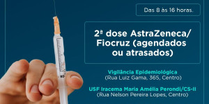 Covid-19: vacinação apenas de segunda dose de AstraZeneca/Fiocruz nesta quinta-feira