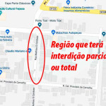 Empresa fará intervenção em trecho de vias públicas do centro no domingo