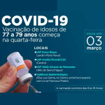 Covid-19: vacinação de idosos de 77 a 79 anos começa amanhã