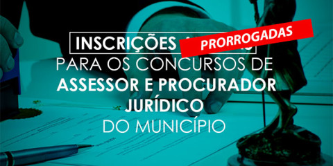 Prazo para inscrição no concurso de procurador e assessor jurídico é prorrogado até quinta-feira