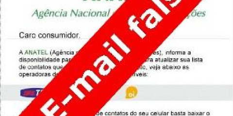 Anatel alerta para email falso que promete atualizar lista de contatos