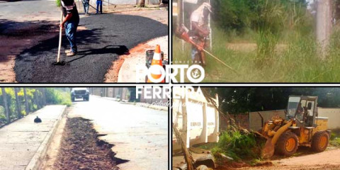 Secretaria de Obras faz limpeza em bairros, roçagem, sarjetões e tapa-buracos