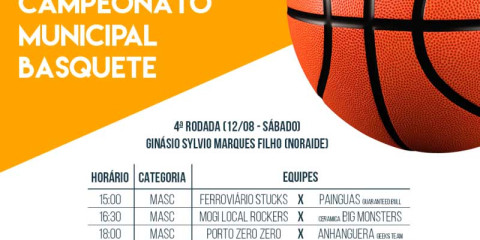 Campeonato Municipal de Basquete tem quarta rodada no sábado com três jogos