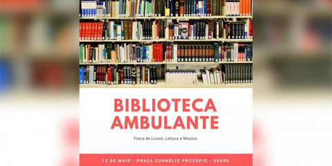 Biblioteca Ambulante acontece neste sábado na praça central