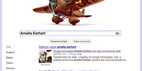 Google homenageia Amelia Earhart com logo em forma de avião