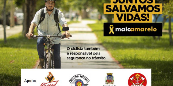 Domingo tem passeio ciclístico em comemoração ao Maio Amarelo de segurança no trânsito