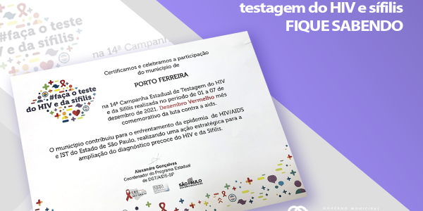 Secretaria de Saúde recebe certificado por participação na campanha de testagem de HIV e sífilis