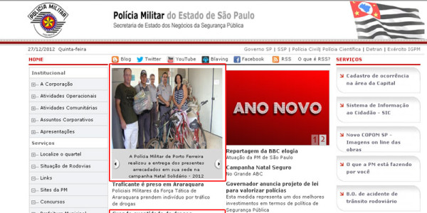 "Natal solidário da PM de Porto Ferreira" é destaque no Site Oficial da Policia Militar de SP