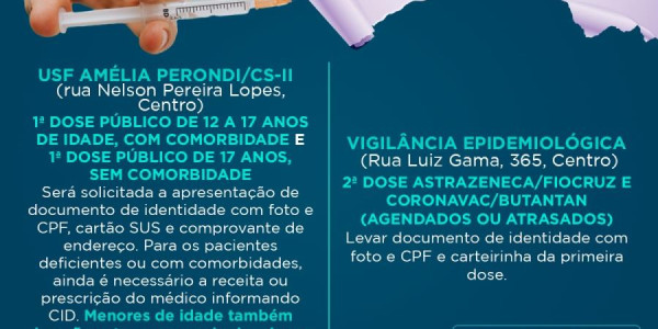 Covid-19: veja como vai ser a vacinação nesta quinta-feira.