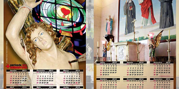 Calendário dos Dizimistas 2013 com foto imagem histórica de São Sebastião