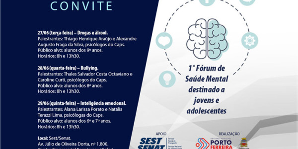 1° Fórum de Saúde Mental destinado a jovens e adolescentes acontece na próxima semana